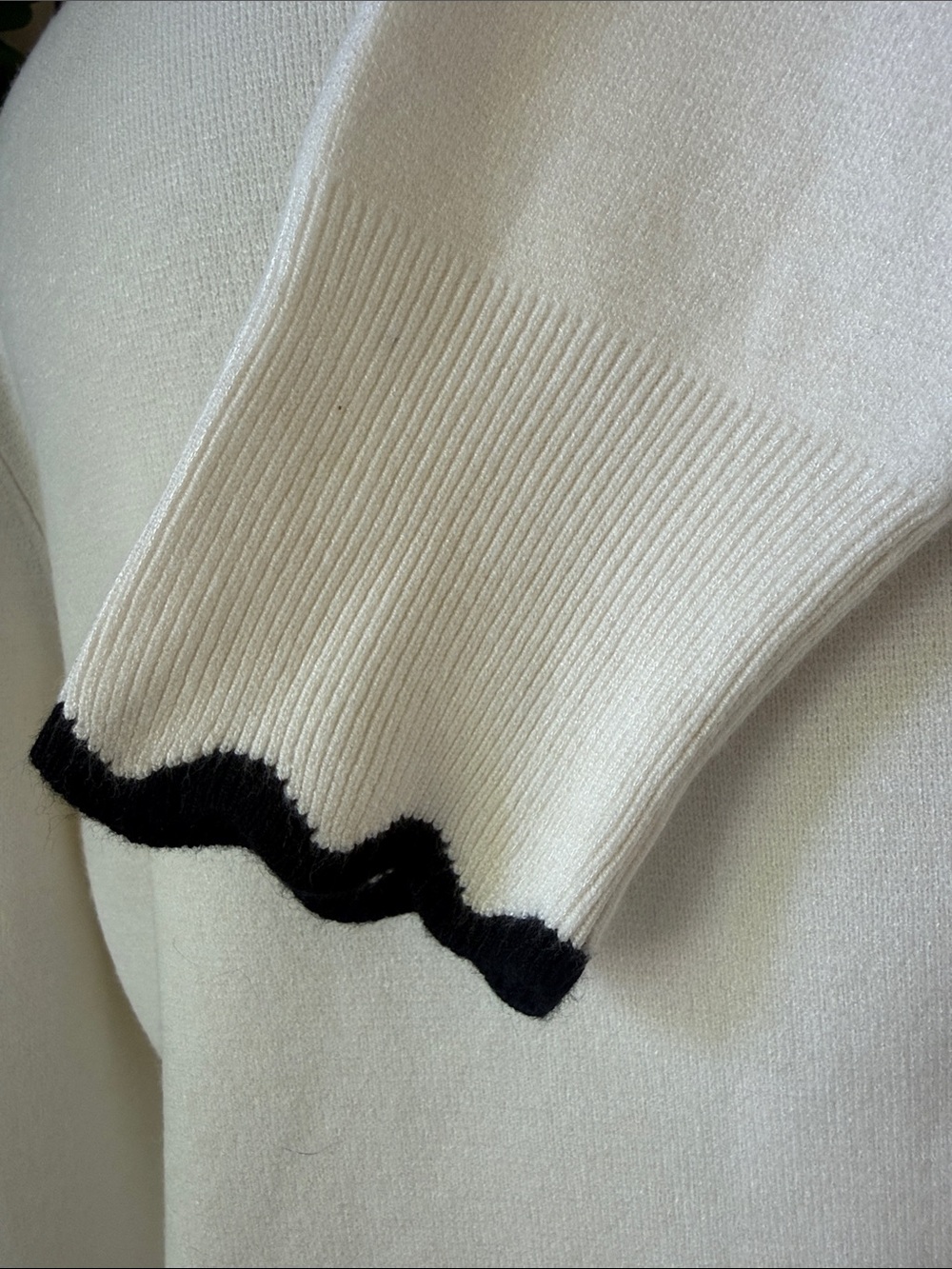 H&M White Sweater with Black Scalloped Trim - Picture 5 of 9